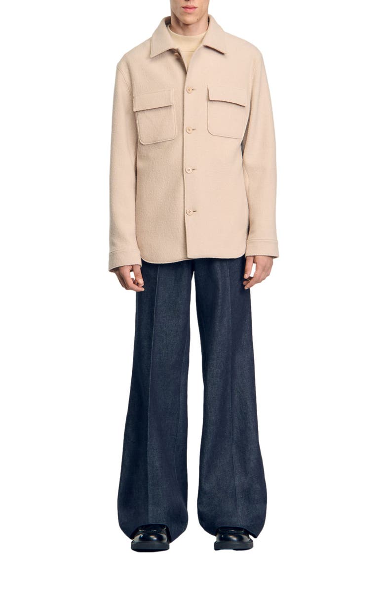 SANDRO Button-up overshirt, Main, color, 