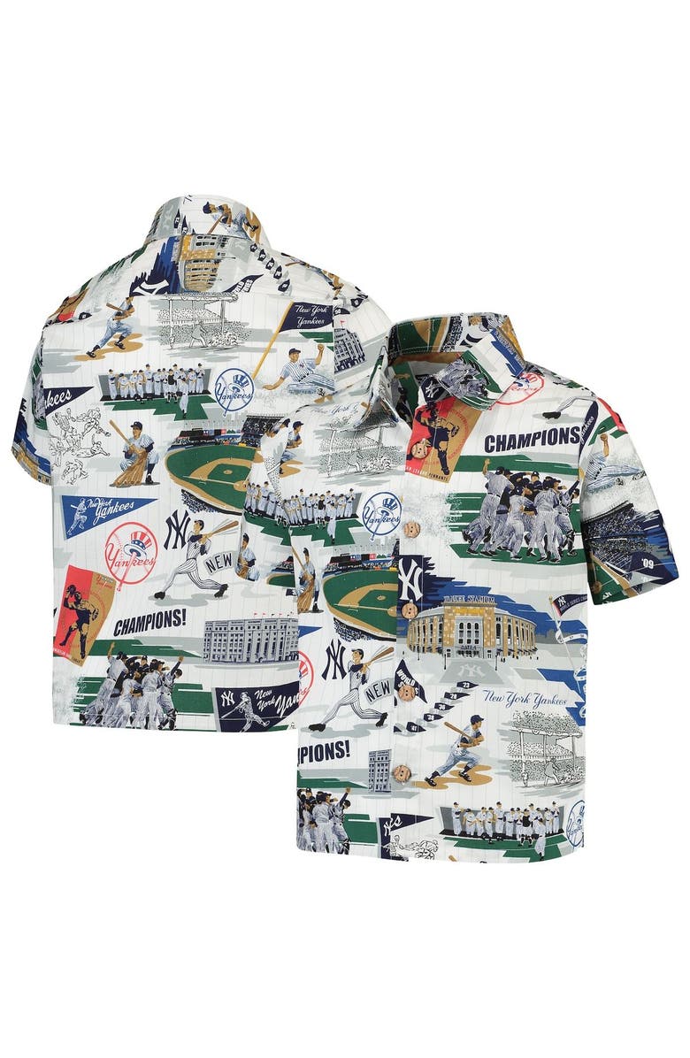 Reyn Spooner Youth Reyn Spooner White New York Yankees Scenic Button-Up Shirt, Main, color, 