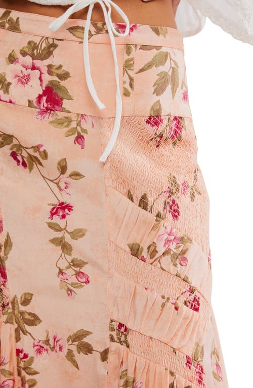 Free People Rowan Floral Smocked Maxi Skirt In Gray