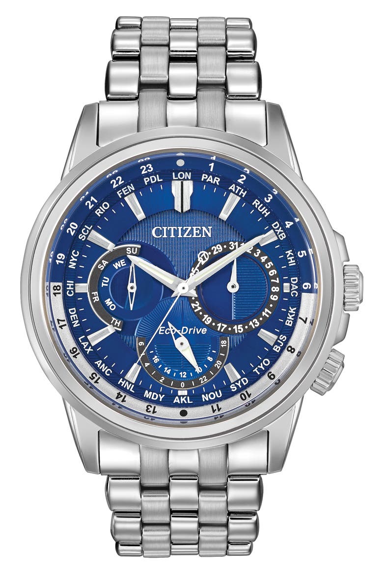 Calendrier Bracelet Watch, 44mm, Main, color, SILVER-TONE