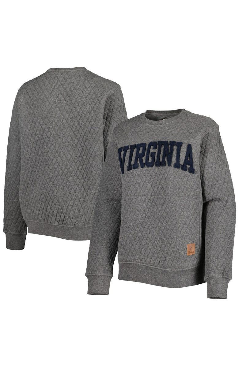 PRESSBOX Women's Pressbox Heather Charcoal Virginia Cavaliers Moose Quilted Pullover Sweatshirt, Main, color, Heather Gray