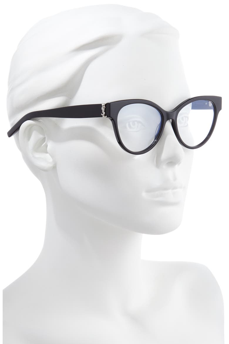 53mm Cat Eye Optical Glasses, Alternate, color, BLACK