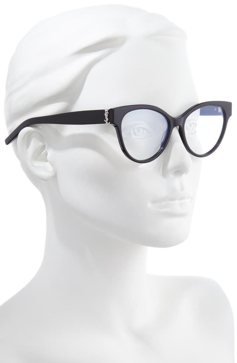 Saint Laurent 53mm Cat Eye Optical Glasses, Alternate, color,