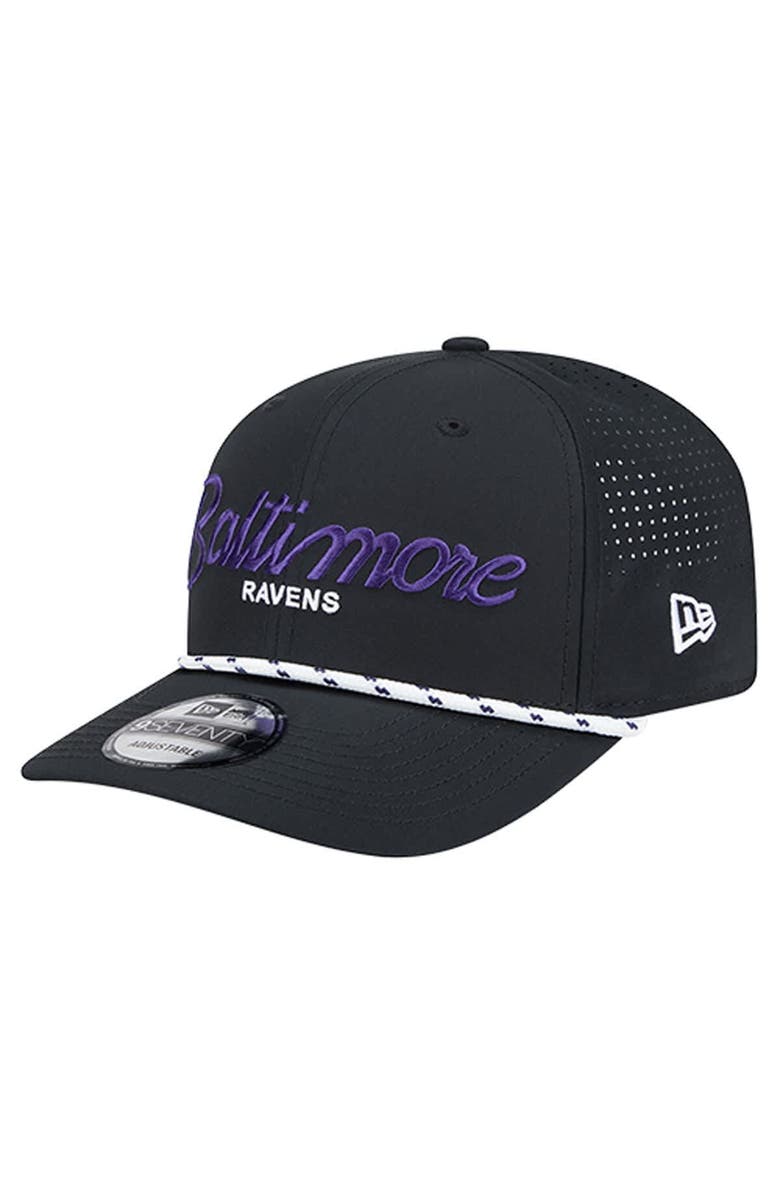 New Era Men's New Era Black Baltimore Ravens Script 9SEVENTY Adjustable Hat, Main, color, Black