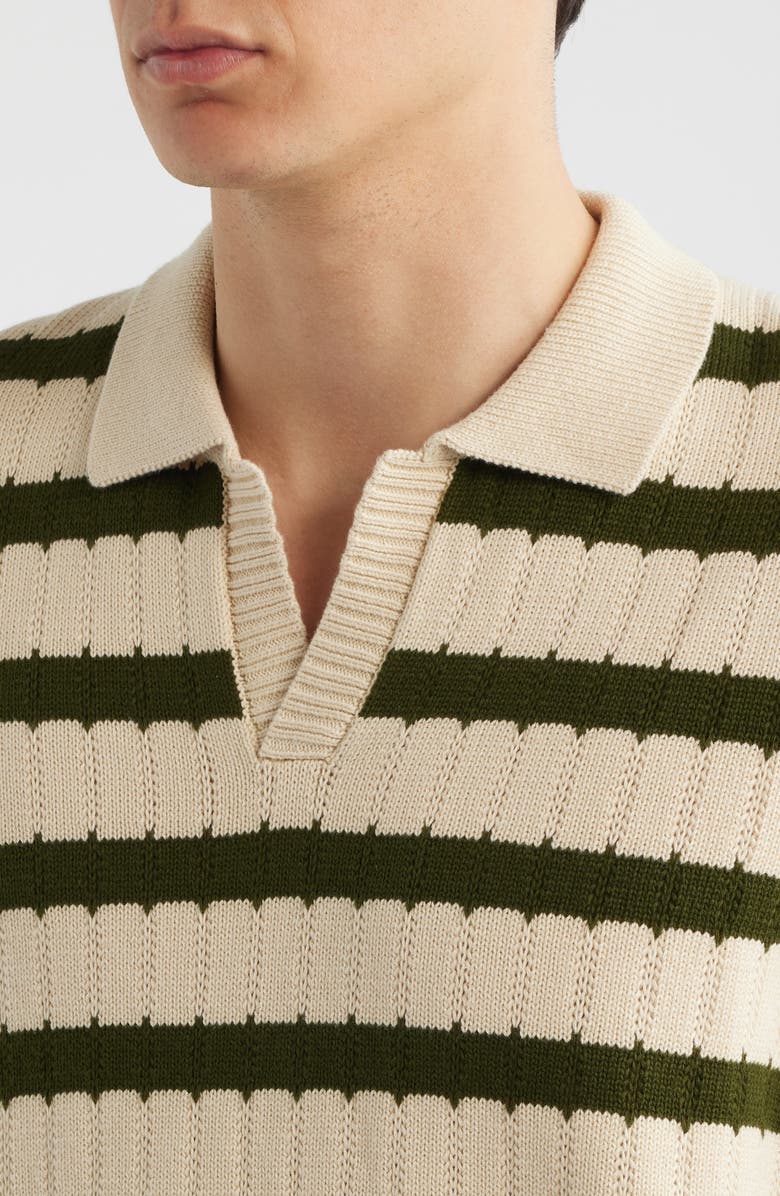 Percival Stine Stripe Polo Sweater, Alternate, color, Cream