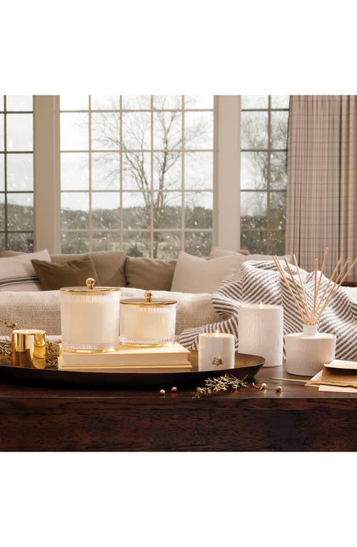Thymes Frasier Fir Large Frosted Wood Grain Candle In Transparent