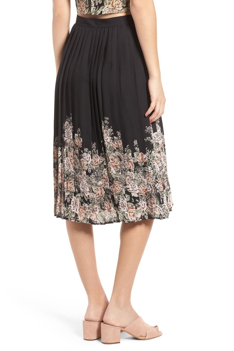 Pleated Skirt, Alternate, color, 77A89 BLK/ GRN