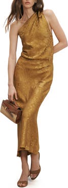 Veronica Beard Grycen Floral Jacquard Satin One-Shoulder Gown