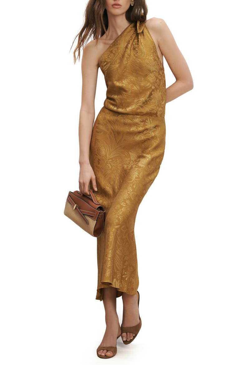 metallic draped one shoulder grecian dress Mac Duggal Women's Ieena Metallic Draped One Shoulder Grecian Dress
