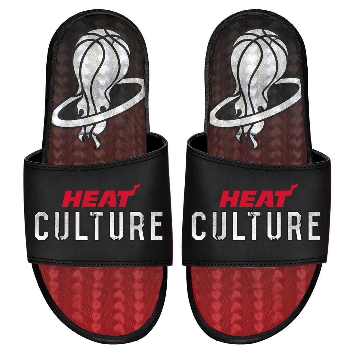 ISLIDE Men's ISlide  Black Miami Heat 2023/24 City Edition Gel Slide Sandals, Main, color, 