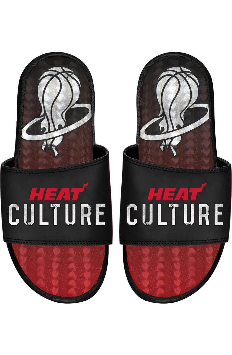 ISLIDE Men's ISlide Black Miami Heat 2023/24 City Edition Gel Slide Sandals, Main, color,