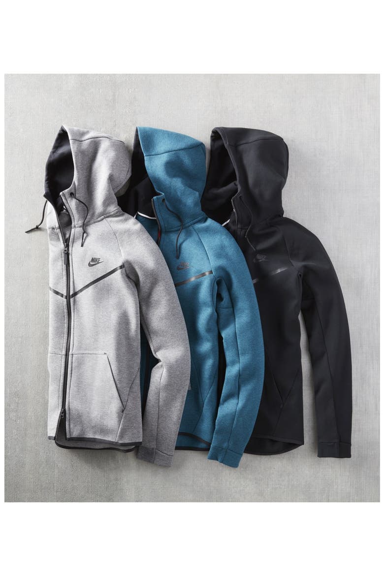 'Windrunner' Tech Fleece Hoodie, Alternate, color, CARBON HEATHER/ BLACK