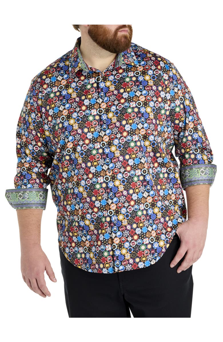 Robert Graham DXL Big & Tall  Highroller Sport Shirt, Main, color, Multi