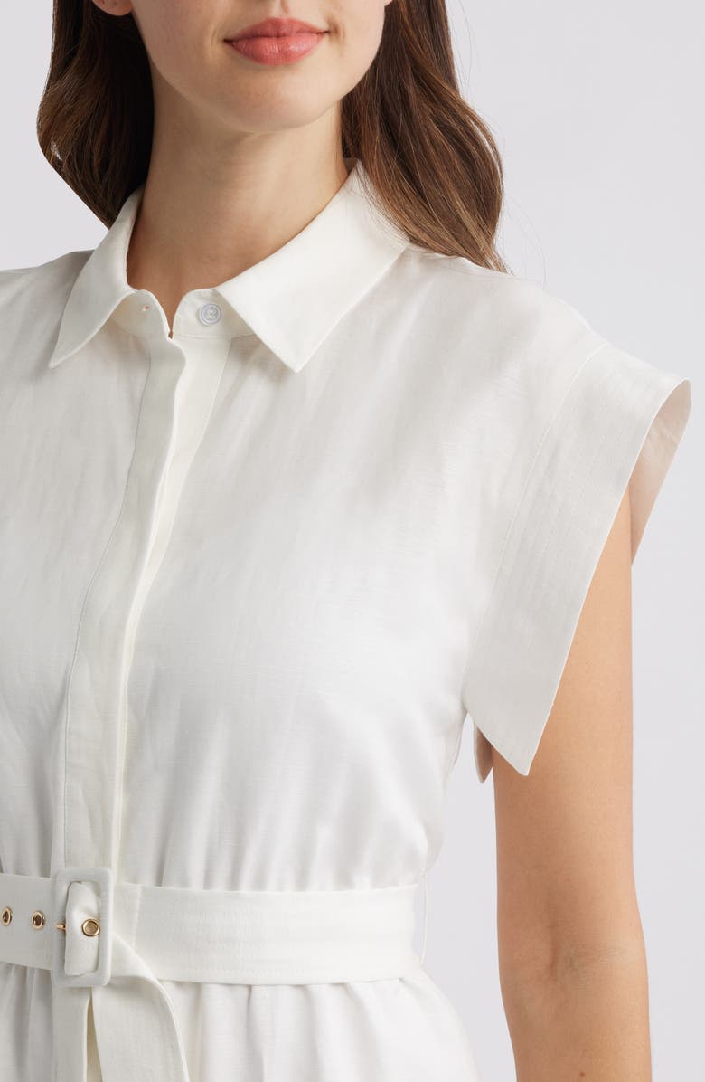 Anne Klein Belted Linen Blend Midi Shirtdress, Alternate, color,