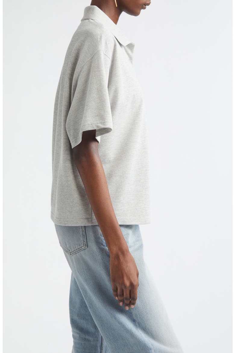 Oversize Cotton Blend Piqué Polo, Alternate, color, GRIS CHINE