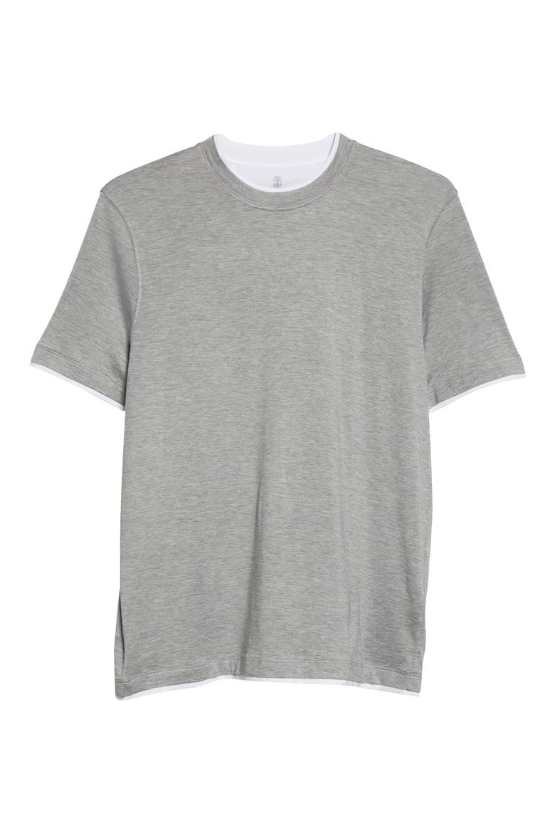 Tipped Silk & Cotton T-Shirt, Alternate, color, CD277-GREY