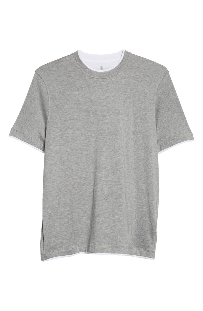 Brunello Cucinelli Tipped Silk & Cotton T-Shirt, Alternate, color,