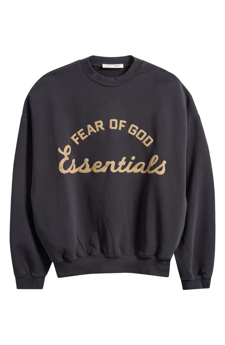 Fear of God Essentials Training '90s Fleece Crewneck Sweatshirt, Alternate, color, Faded Black