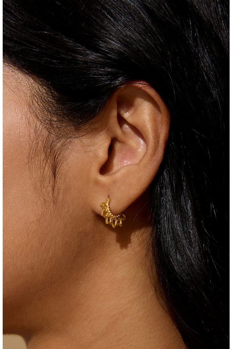 Blooming Love Lotus Petal Hoop Earrings, Alternate, color, Gold