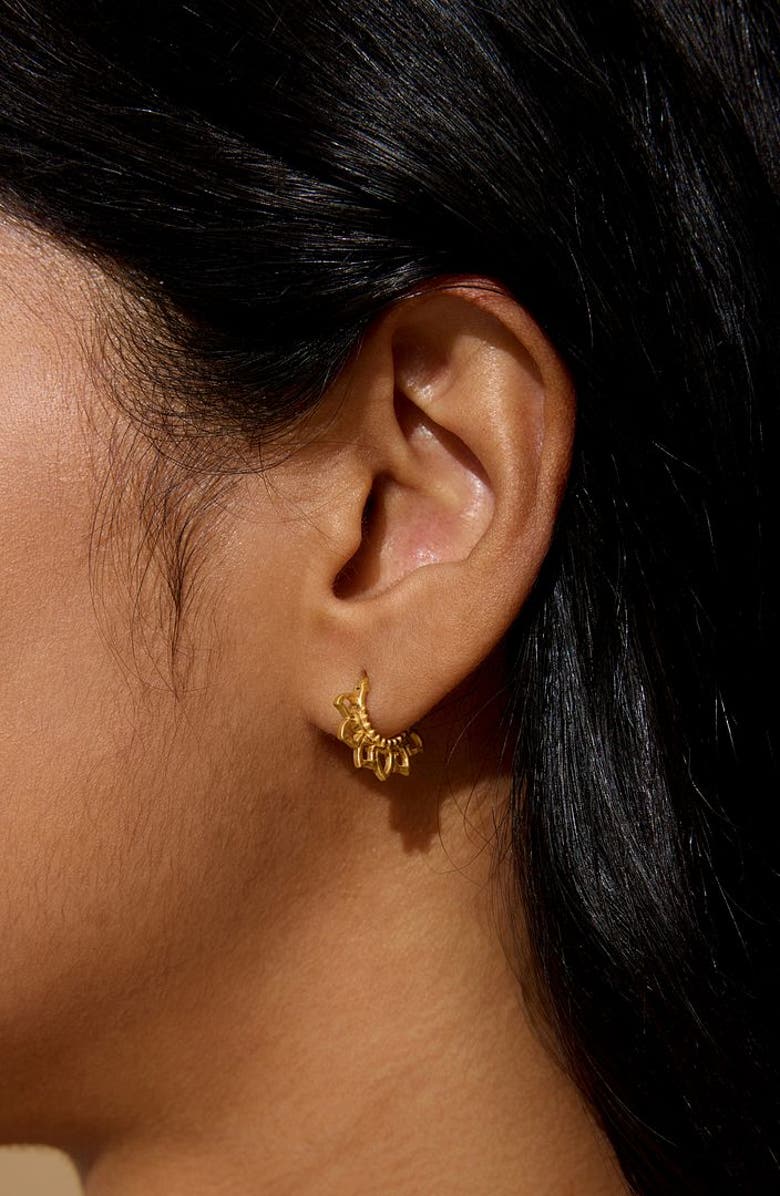 Satya Jewelry Blooming Love Lotus Petal Hoop Earrings, Alternate, color, Gold