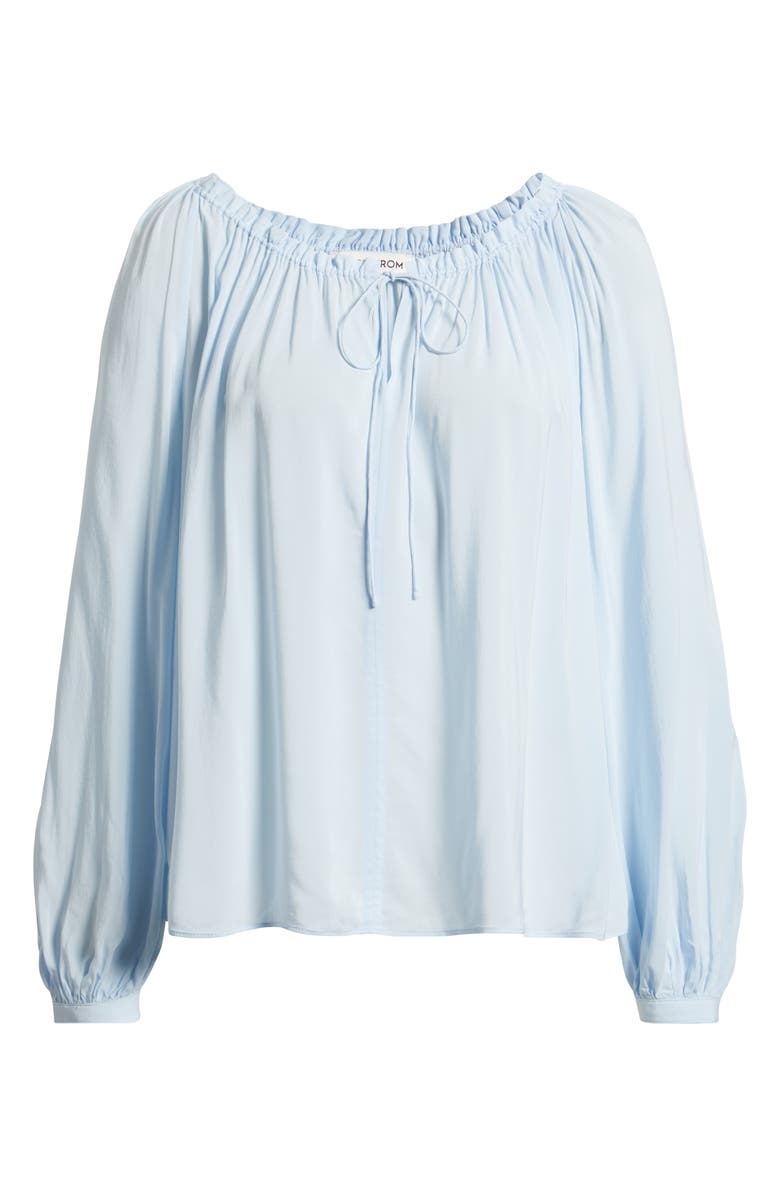 Nordstrom Gathered Tie Neck Top, Alternate, color, Blue Floaty
