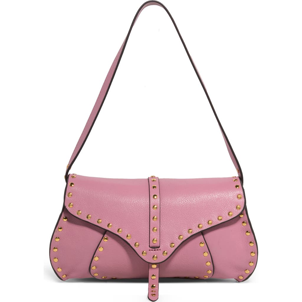 Aimee Armour Leather Baguette Shoulder Bag In Pink