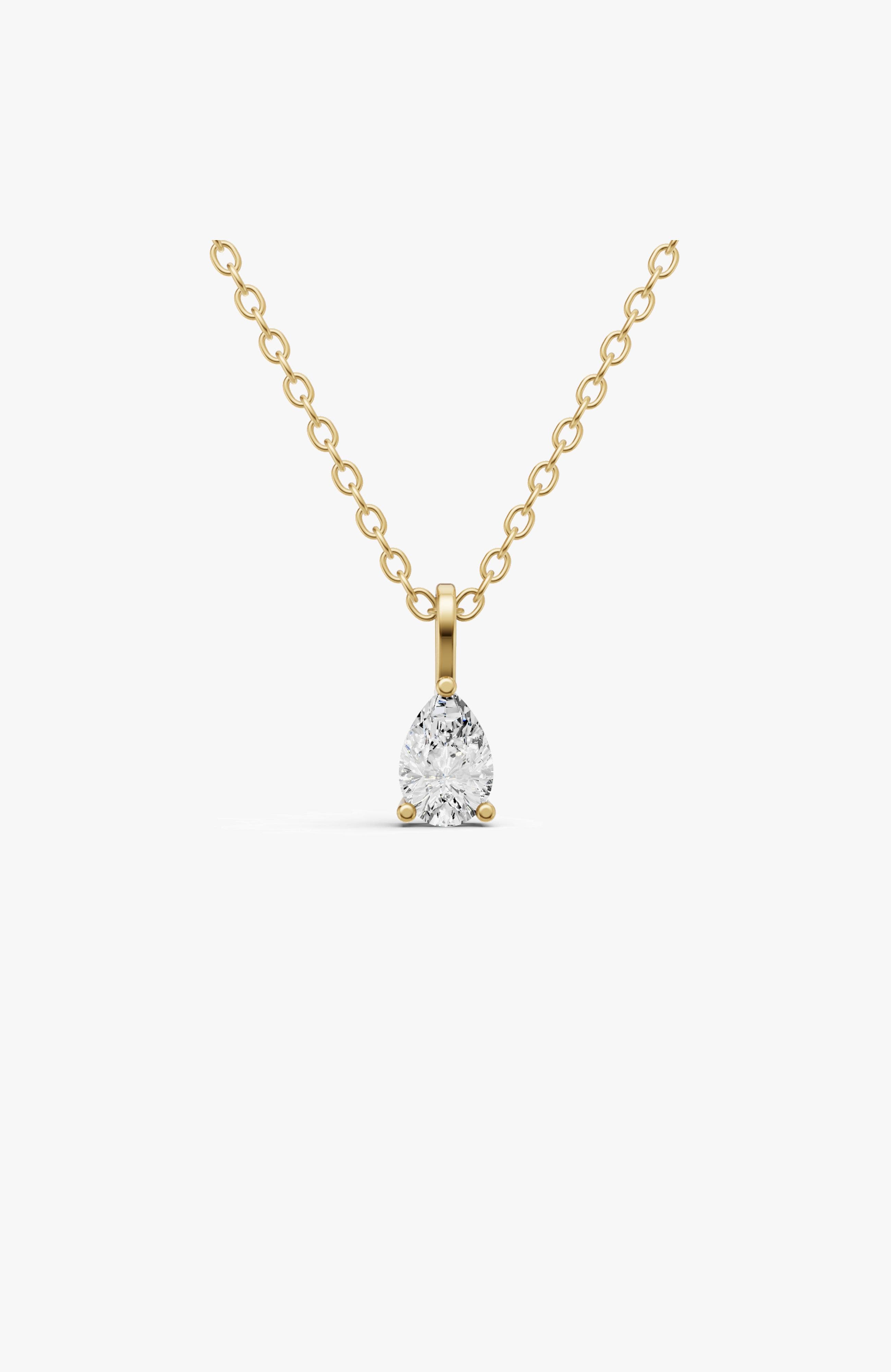 Sereia Official 14k Gold 1 Ct Lab Grown Pear Shape Diamond Solitaire Pendant With Bail In Yellow Gold