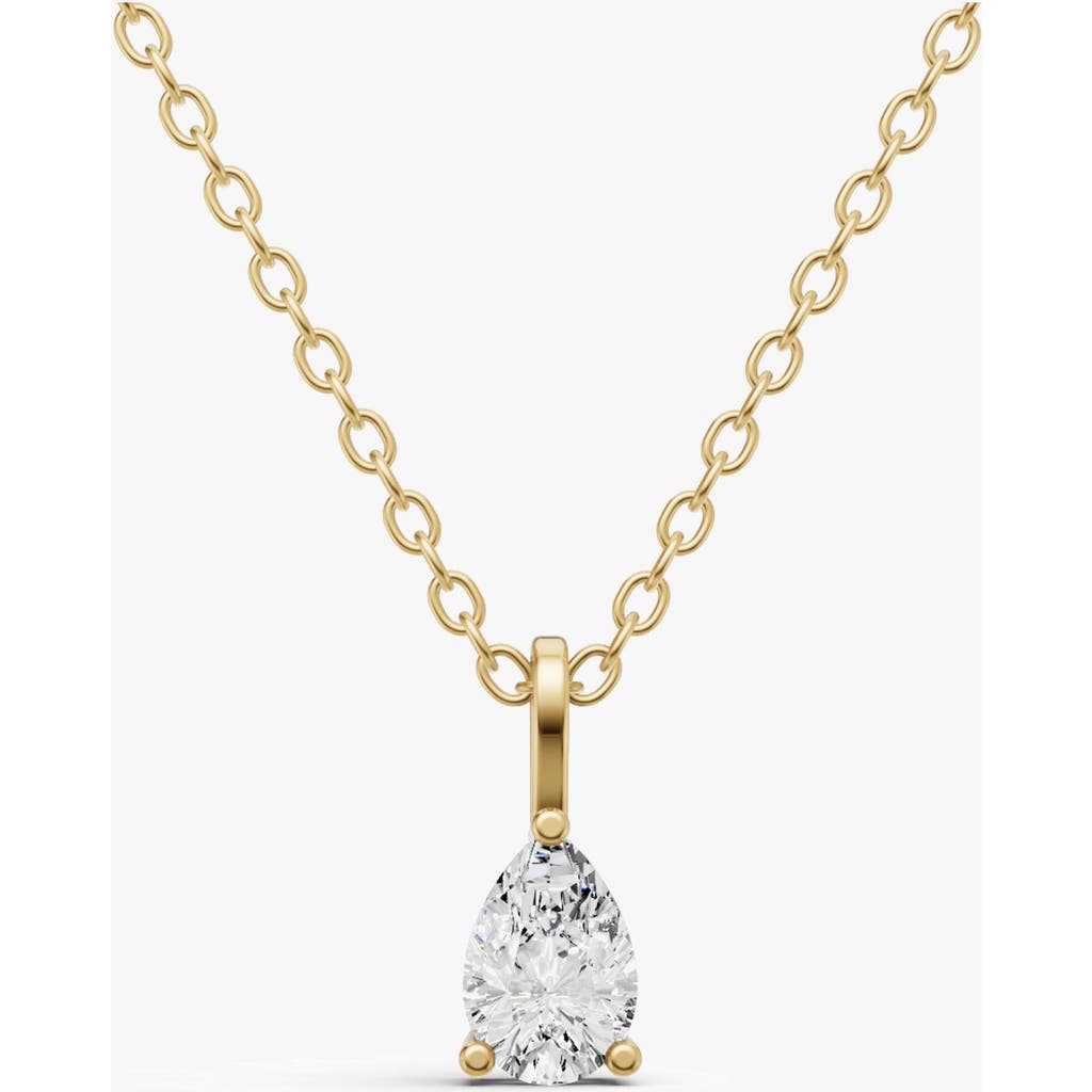 Sereia Official 14k Gold 1 Ct Lab Grown Pear Shape Diamond Solitaire Pendant With Bail In Yellow Gold