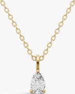SEREIA OFFICIAL 14K Gold 0.75 ct Lab Grown Pear Shape Diamond Solitaire Pendant with Bail