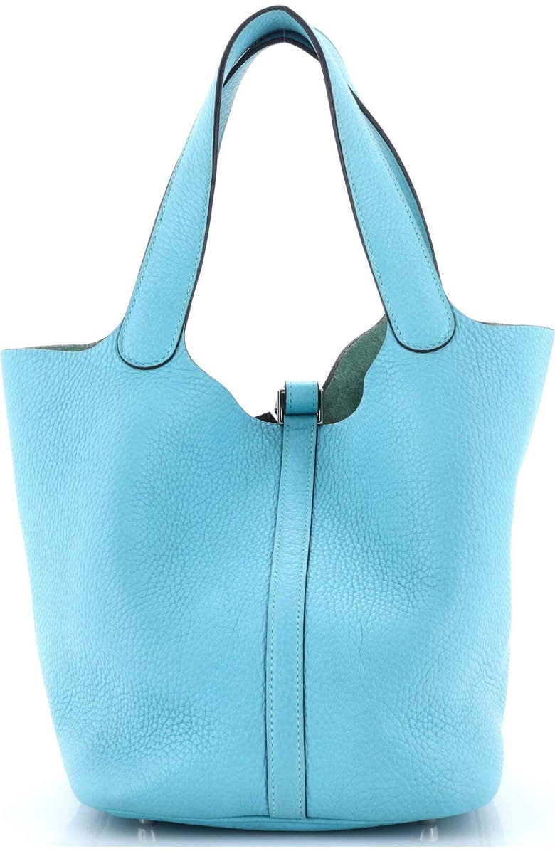 Pre-Owned Hermes Picotin Lock Bag Clemence MM, Alternate, color, Bleu Atoll