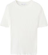 MANGO Cotton Blend Rib T-Shirt