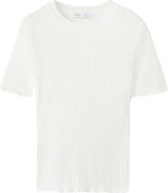 MANGO Cotton Blend Rib T-Shirt