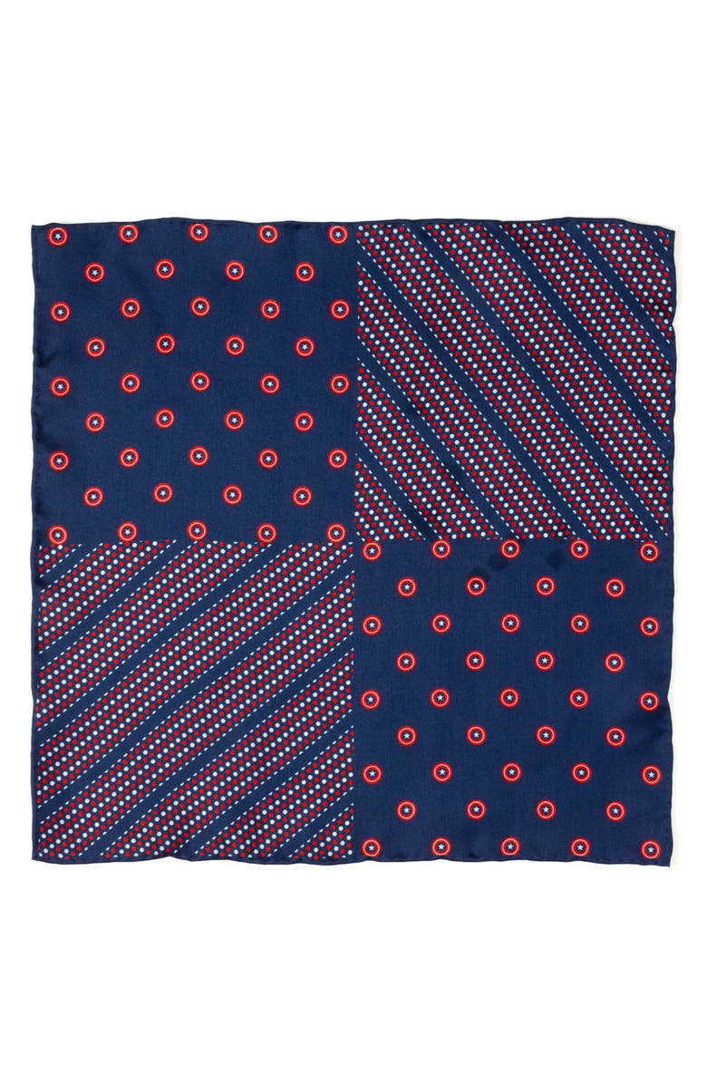 Cufflinks, Inc. Marvel<sup>™</sup> Captain America Silk Pocket Square, Alternate, color, Navy
