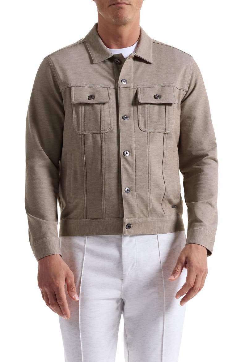 Knit Trucker Jacket, Main, color, TAUPE
