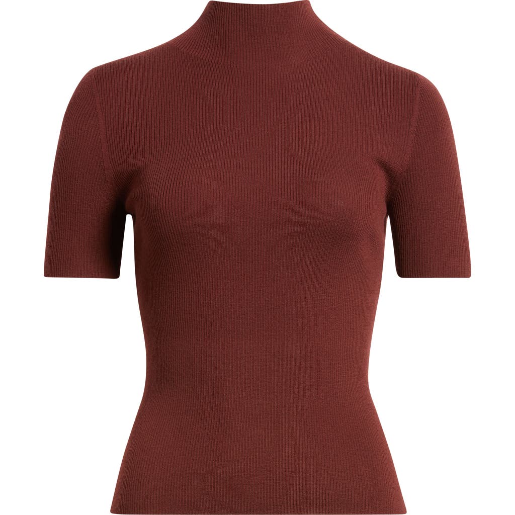 Theory Leenda Merino Wool Mock Neck Sweater In Burgundy