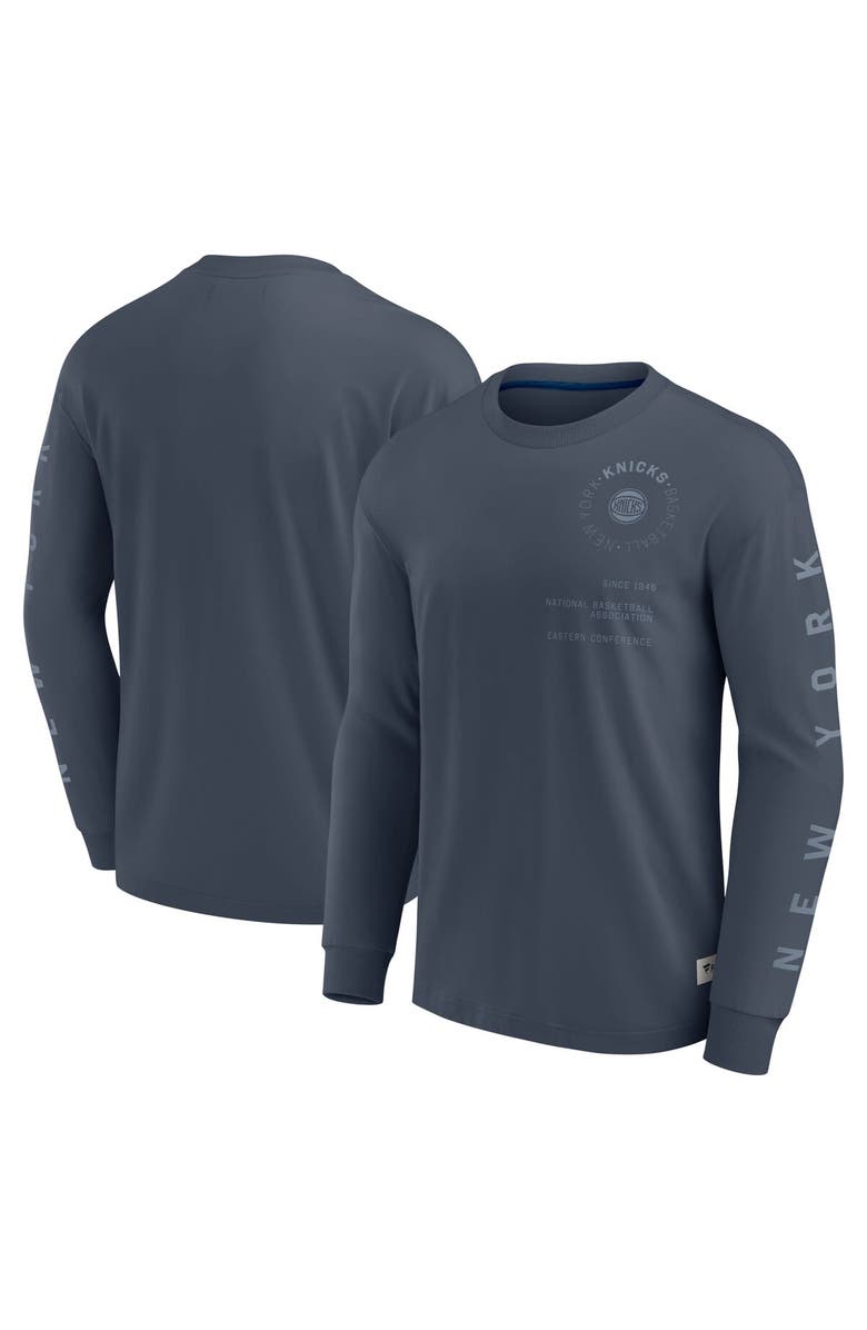 FANATICS Men's Fanatics Blue New York Knicks Elements Future Ground Tonal Info Long Sleeve T-Shirt, Alternate, color, Blue