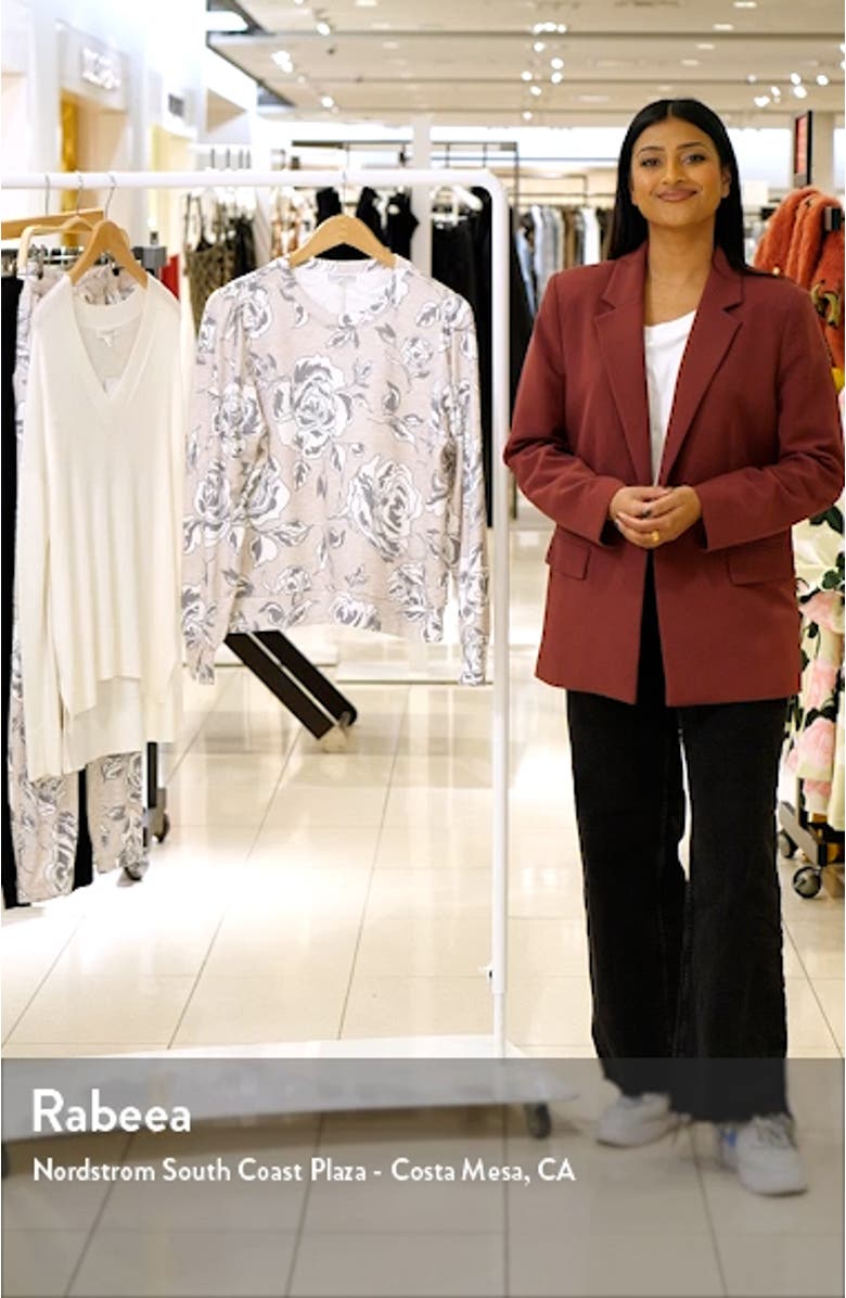 Floral Print Long Sleeve Pajama Top, sales video thumbnail