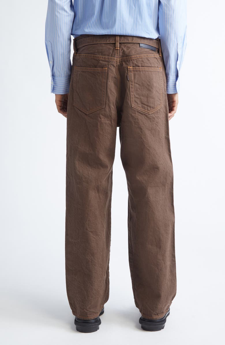 Sacai Belted Straight Leg Jeans, Alternate, color, Brown