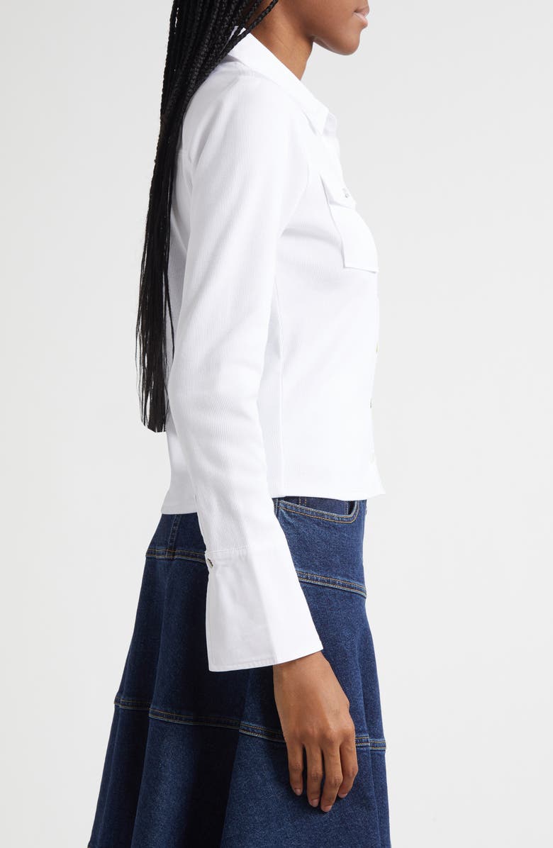 Cinq à Sept Lyric Button-Up Knit Shirt, Alternate, color, White/ White