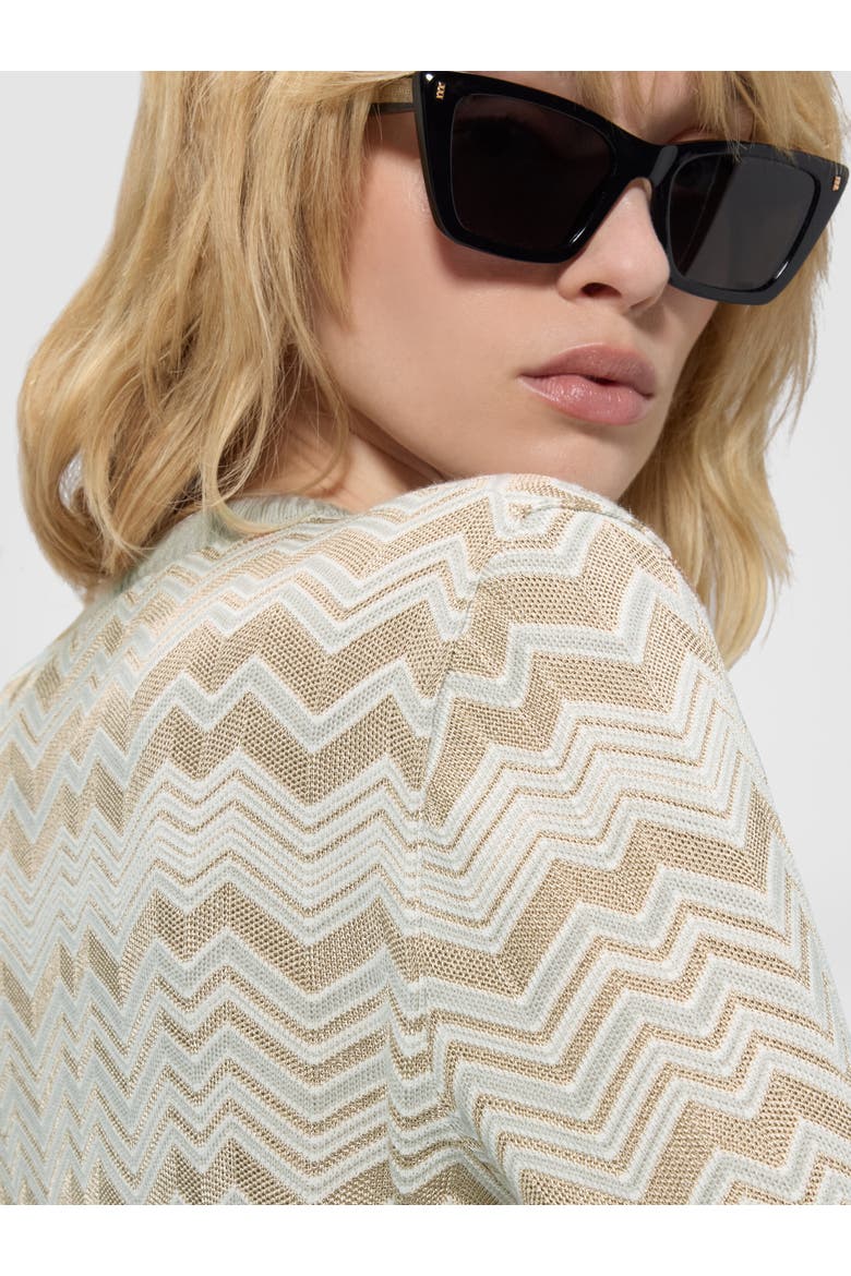 Zig Zag Viscose And Wool Crewneck Sweater, Alternate, color, Beige