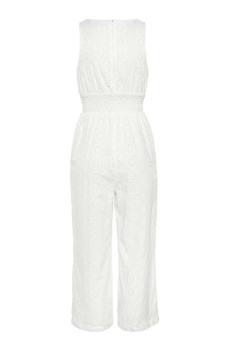 LASCANA Women's Sleeveless Eyelet Jumpsuit, Alternate, color, White