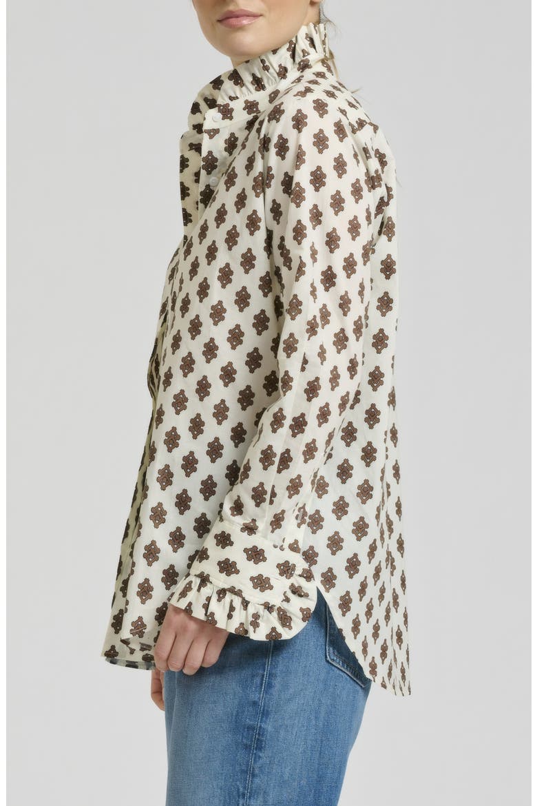 Ruffle Collar Cotton Shirt, Alternate, color, IVORY
