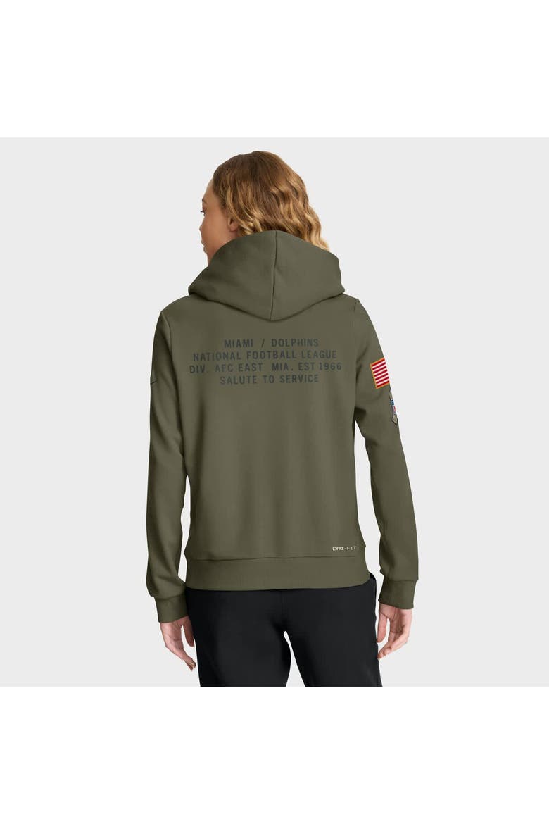 Women's Nike Olive Miami Dolphins 2025 Salute to Service Sideline Standard Issue Dri-FIT Hoodie, Alternate, color, Olive