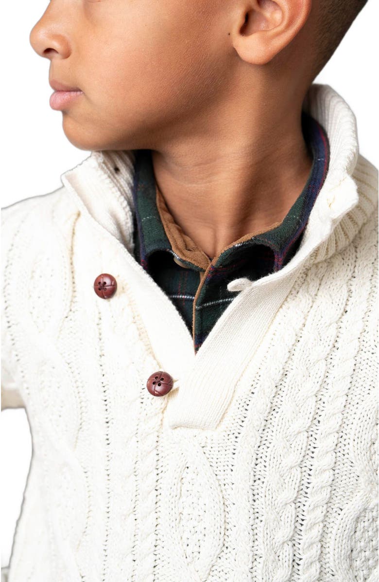 Hope & Henry Boys' Organic Mock Neck Cable Sweater, Kids, Alternate, color, Soft White