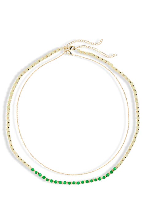 Beaded Layered Chain Necklace