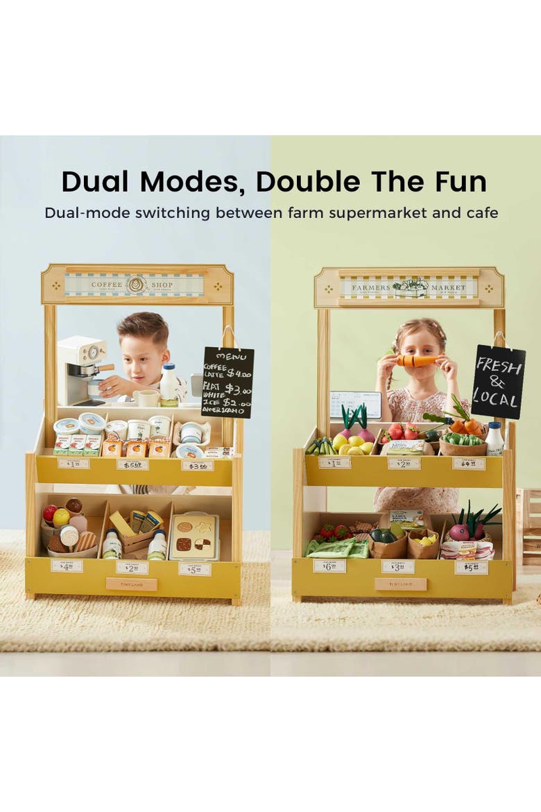 Wooden Pretend Grocery Store Set with Cash Register and Chalkboard for Kids, Alternate, color, Multicolor