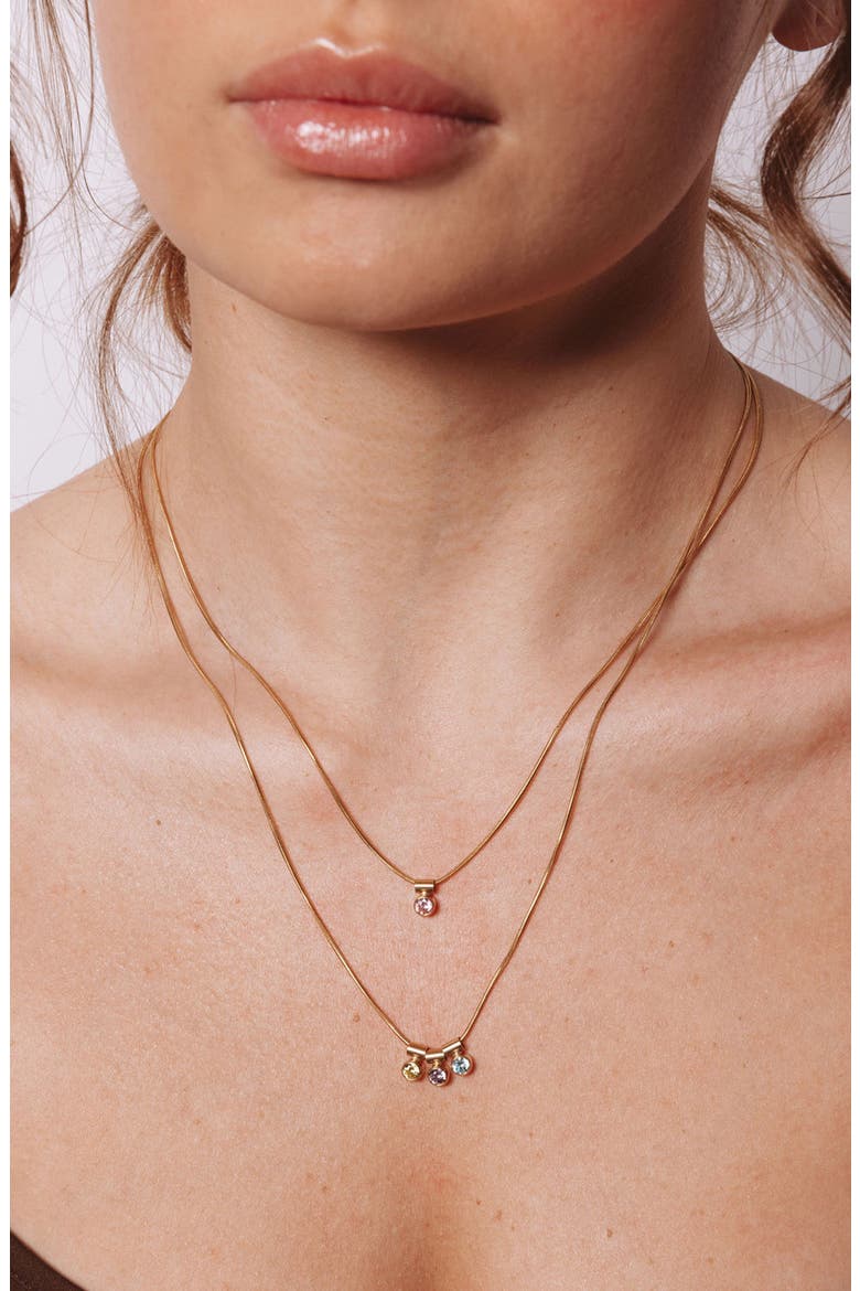 Ellie Multiple Birthstone Pendant Necklace, Alternate, color, GOLD / 3 CHARMS