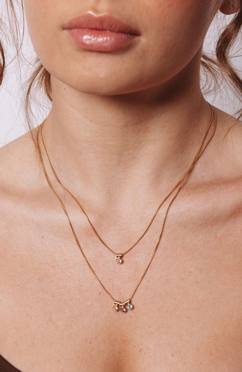 Set & Stones Ellie Multiple Birthstone Pendant Necklace, Alternate, color, Gold / 2 Charms