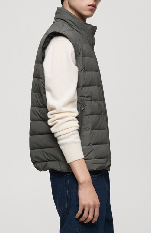 Shop Mango Quilted Down Vest In Grey