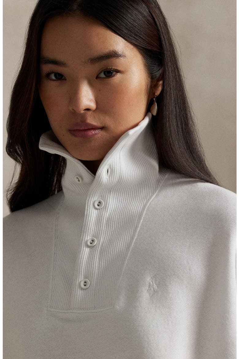 Rib Trim Mock Neck Pullover, Alternate, color, WHITE